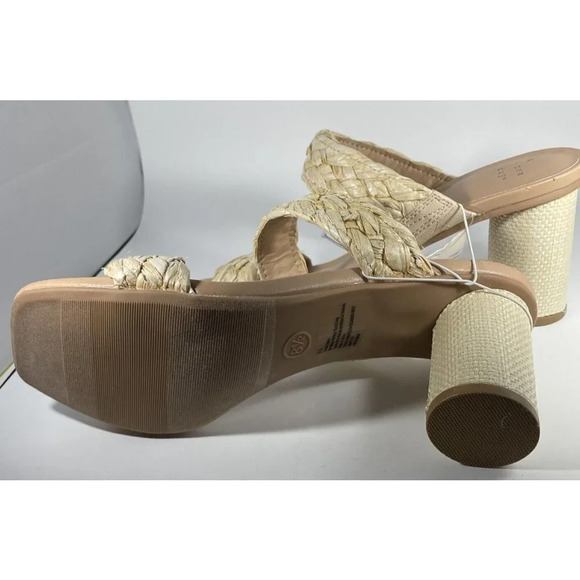 A New Day Womens Basil Sandal Heel Tan Braided Slip On High Open Toe 8.5 NWT - Picture 8 of 8